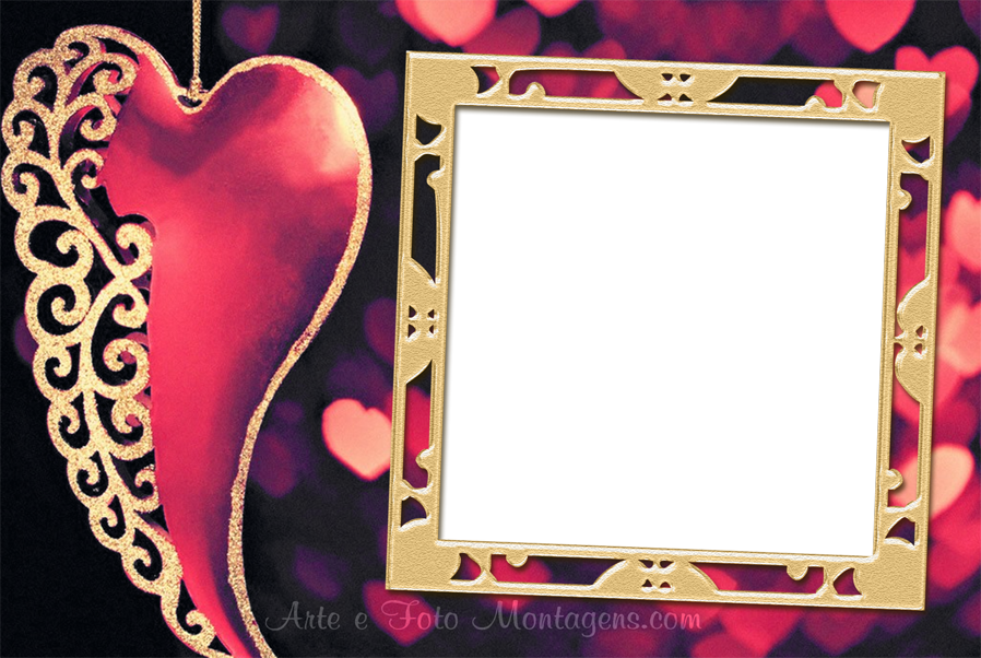 Amor - Coracao.moldura.dourado