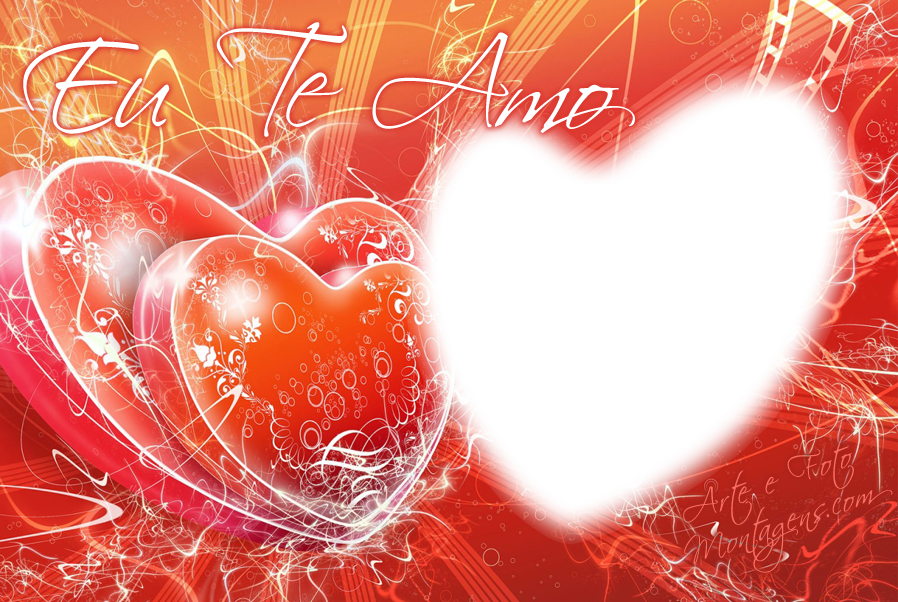 Corações e frase 'eu te amo'.