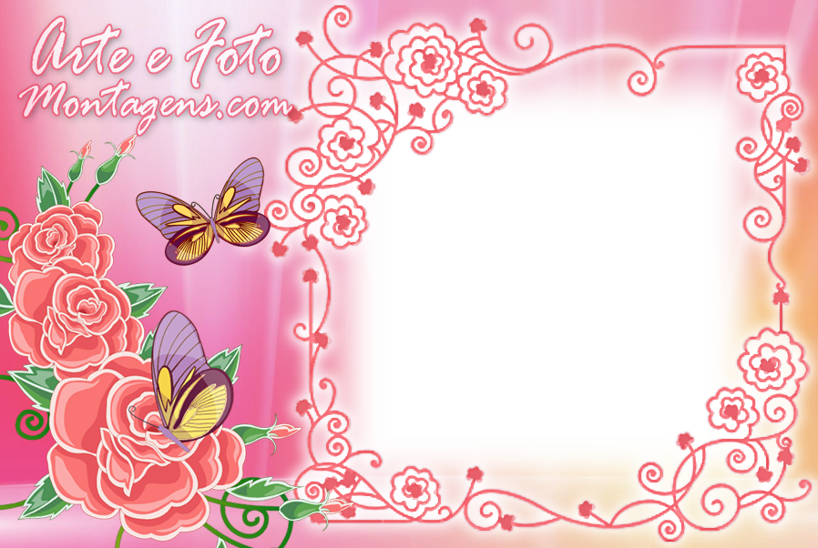Diversas - Borboletas E Rosas Pink