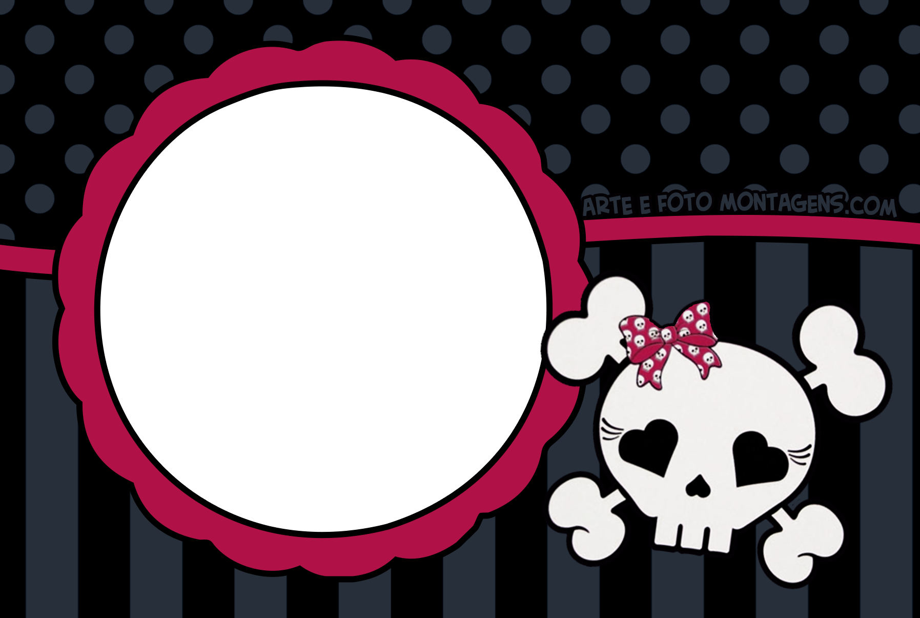 Diversas - Caveira Rosa Rock Girl