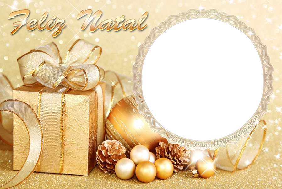 Final de Ano - Natal Presentes Dourado Feliz