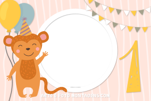 Moldura Álbum do Bebê - Macaquinho 1 Ano Aniversário Moldura Álbum do Bebê - Macaquinho 1 Ano Aniversário