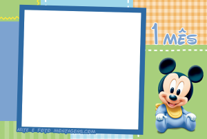 Moldura Álbum do Bebê - Mickey 1 Mês Moldura Álbum do Bebê - Mickey 1 Mês