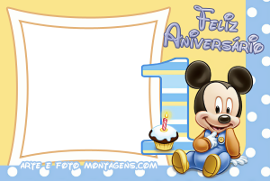 Moldura Álbum do Bebê - Mickey 1 Ano Aniversário Moldura Álbum do Bebê - Mickey 1 Ano Aniversário