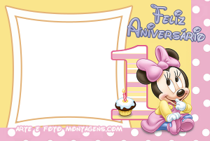 Moldura Álbum do Bebê - Minnie 1 Ano Aniversário Moldura Álbum do Bebê - Minnie 1 Ano Aniversário