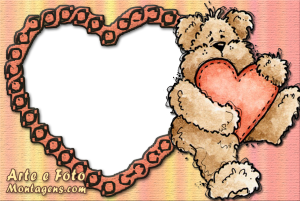Moldura Amor - Urso Abraçando Coração Moldura Amor - Urso Abraçando Coração