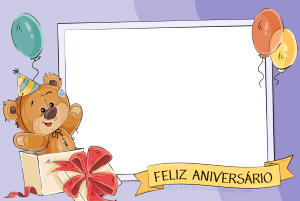 Moldura Comemorativa - Aniversário Ursinho Presente Moldura Comemorativa - Aniversário Ursinho Presente