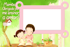Moldura Comemorativa - Dia das Mães Menina Estudando Moldura Comemorativa - Dia das Mães Menina Estudando