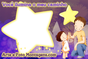 Moldura Comemorativa - Dia dos Pais Menina Estrela Moldura Comemorativa - Dia dos Pais Menina Estrela