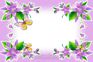 Moldura Diversas - Borboletas Flores Lilás Moldura Diversas - Borboletas Flores Lilás