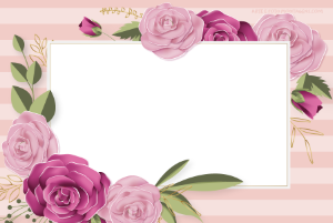 Moldura Diversas - Flores com fundo listrado Moldura Diversas - Flores com fundo rosa listrado