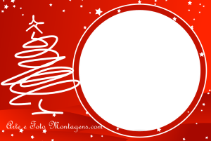 Moldura Natal - Árvore Branca Fundo Vermelho Moldura Natal - Árvore Branca Fundo Vermelho
