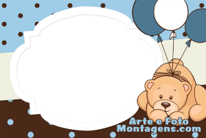 Moldura Infantil - Ursinho Fundo Azul Marrom Moldura Infantil - Ursinho Fundo Azul Marrom
