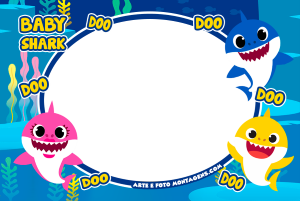 Moldura Personagens - Baby Shark Familia Moldura Personagens - Baby Shark Familia
