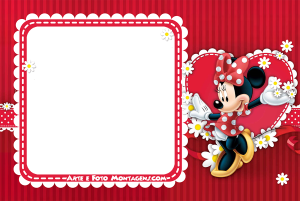 Moldura Personagens - Mickey Minnie Vermelha Flores Moldura Personagens - Mickey Minnie Vermelha Flores