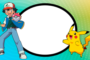 Moldura Personagens - Pokemon Pikachu Ash Ketchum Moldura Personagens - Pokemon Pikachu Ash Ketchum